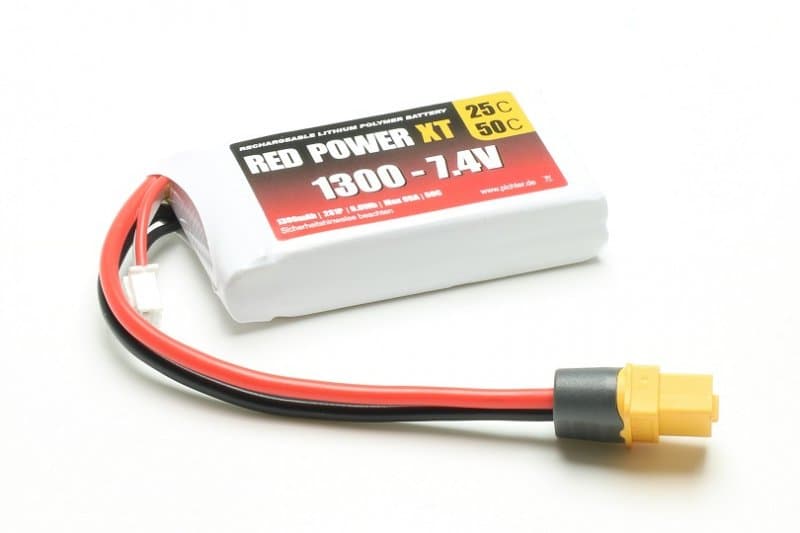 Batterie LiPo Pichler RED POWER 1300 mAh – 7,4 V 2S avec connecteur XT60