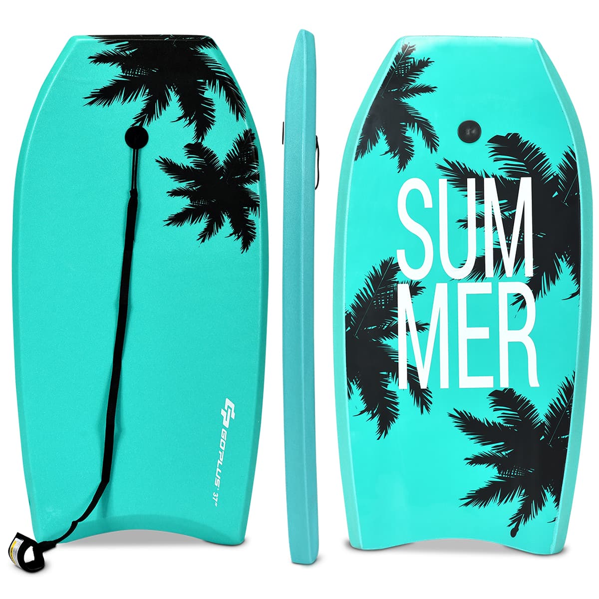 CostwayPlanche de Bodyboard Surf avec Sangle de 90 CM et Dessin Multiple pour Débutant Enfant Adulte 83 X 47 X 5,5 CM