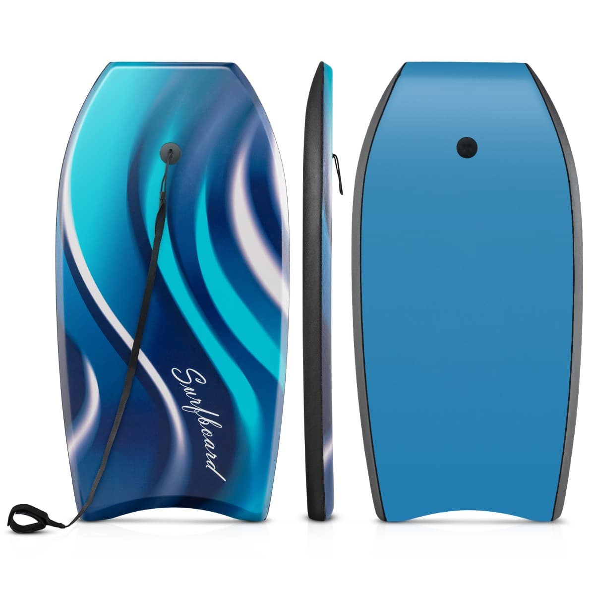 CostwayPlanche de Bodyboard 41” en XPE et HDPE avec Queue en Croissant Planche de Surf avec Double Canal et Longe pour Poignet Charge 59-91KG