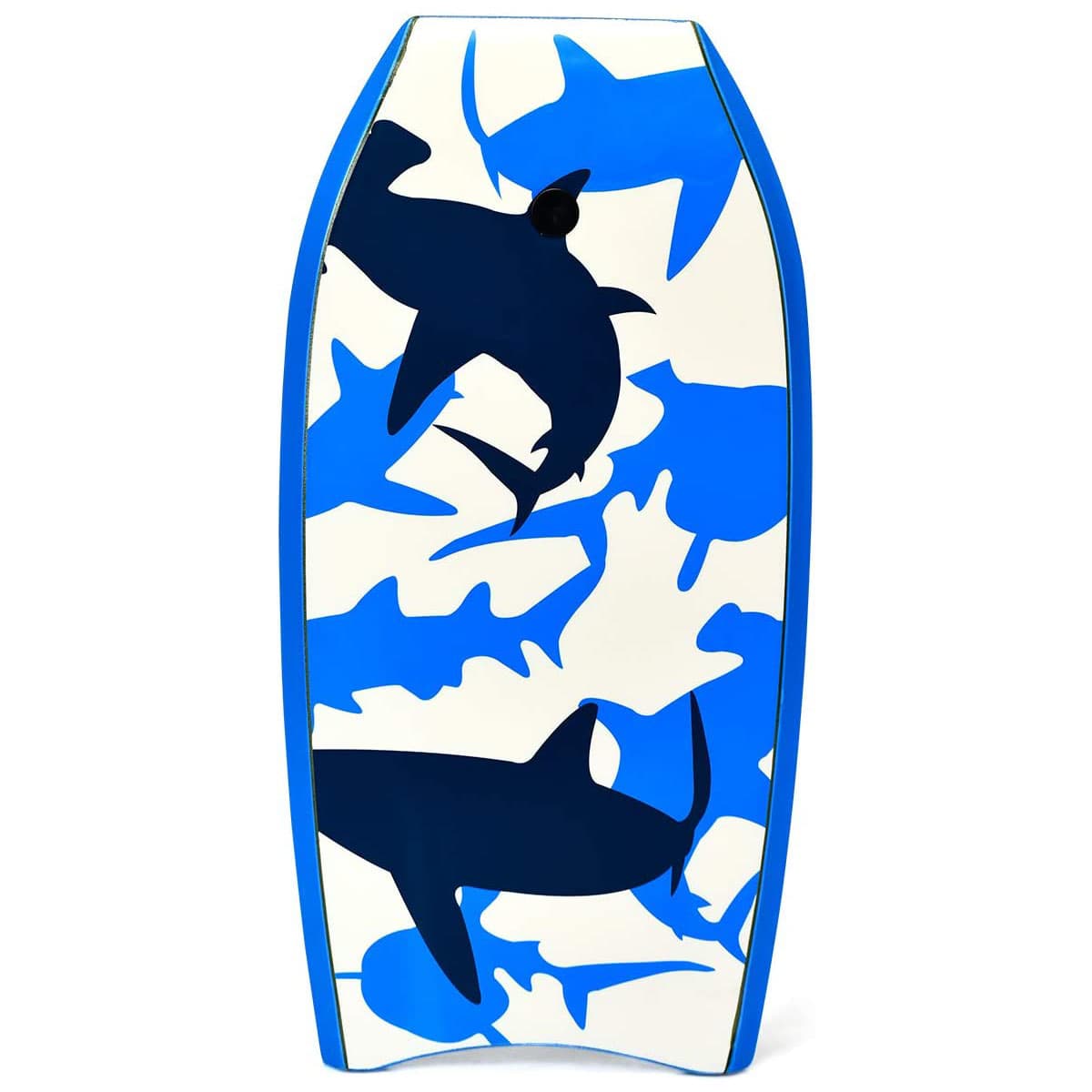 CostwayPlanche de Bodyboard Surf avec Sangle de 90 CM et Dessin Multiple pour Débutant Enfant Adulte Bleu