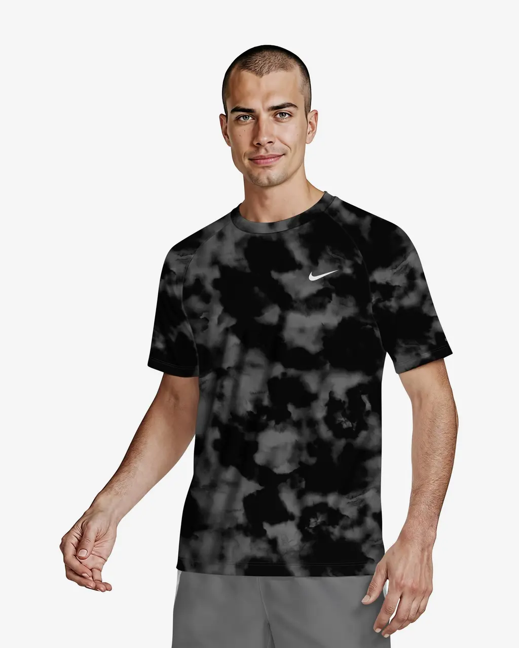 T-shirt manches courtes Nike Swim Hydroguard AOP noir blanc - L