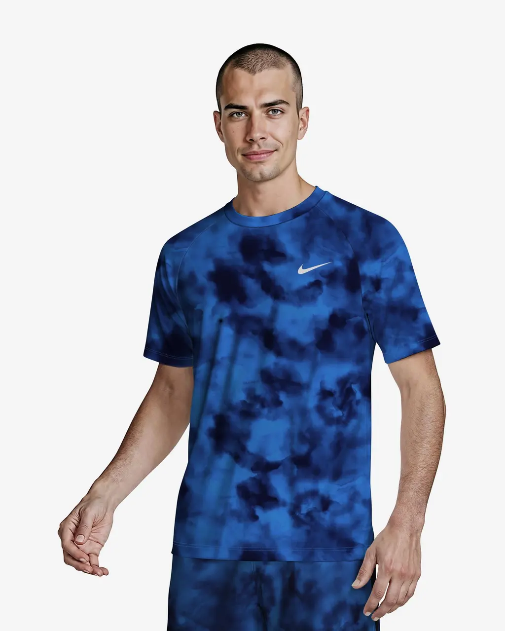 T-shirt manches courtes Nike Swim Hydroguard AOP bleu trafic - XL