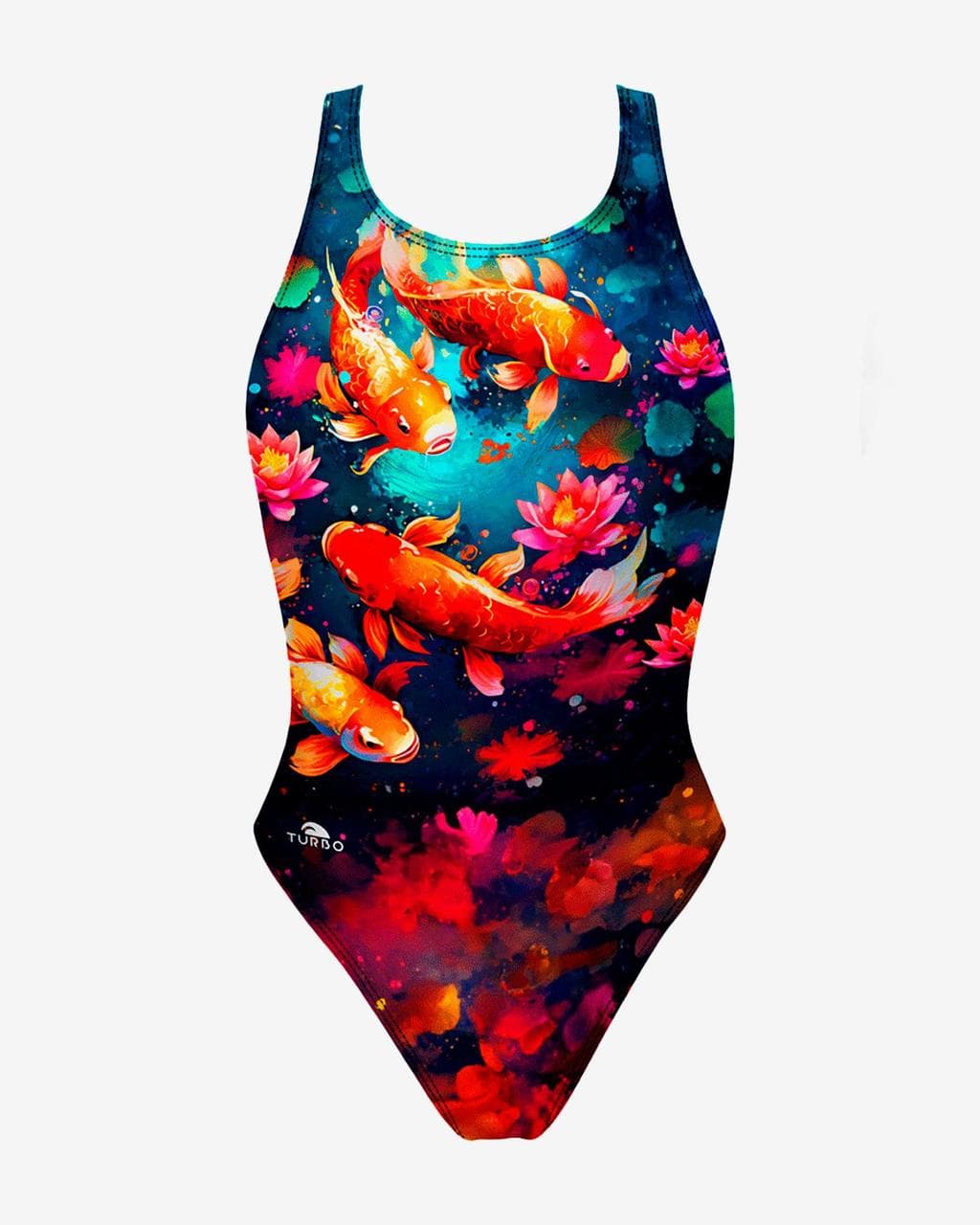 Maillot de bain Turbo Wide Strap Koi River orange bleu femme - L