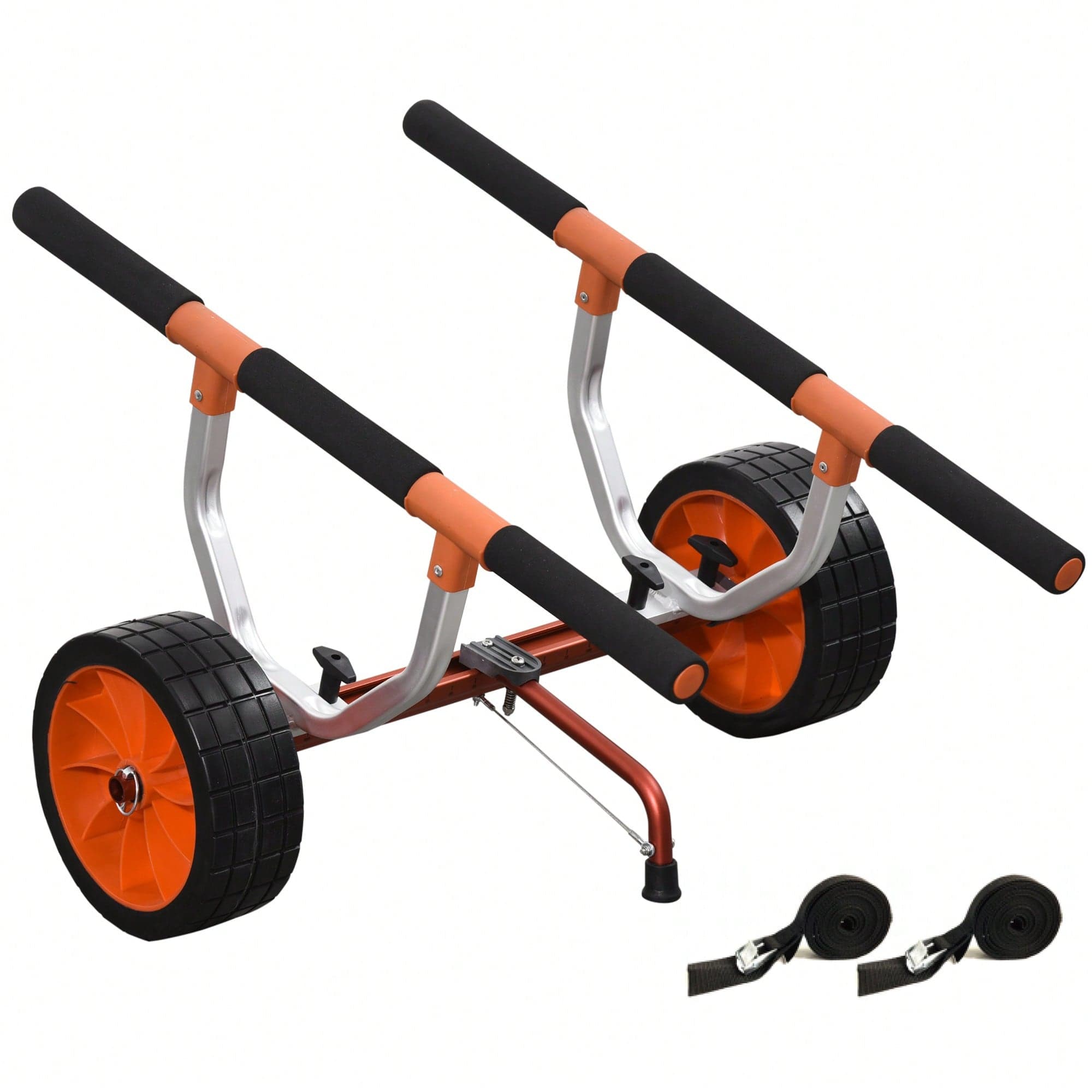 SPORTNOW Chariot de transport pour kayak, stand-up paddle, canoë avec largeur réglable, grandes roues et cadre en aluminium - 2 sangles fournies